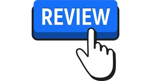 Hand silhouette clicking a blue review button. This represents the start of an invoice factoring rate review.