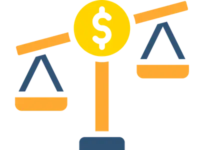 Imbalanced scale with a money sign representing uneven cash flow before transportation invoice funding helps stabilize working capital.